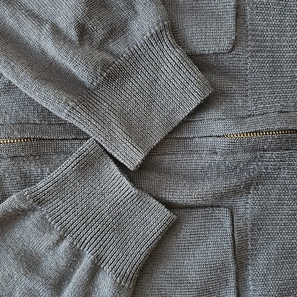 J. Crew Merino Wool Navy Blue Zip Up Sweater, Large - Picture 6 of 16